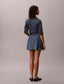 Pleated Denim Mini Skirt Tinted