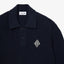 Badge Accent Pearl Rib Polo Collar Sweater
