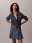 Pleated Denim Mini Skirt Tinted